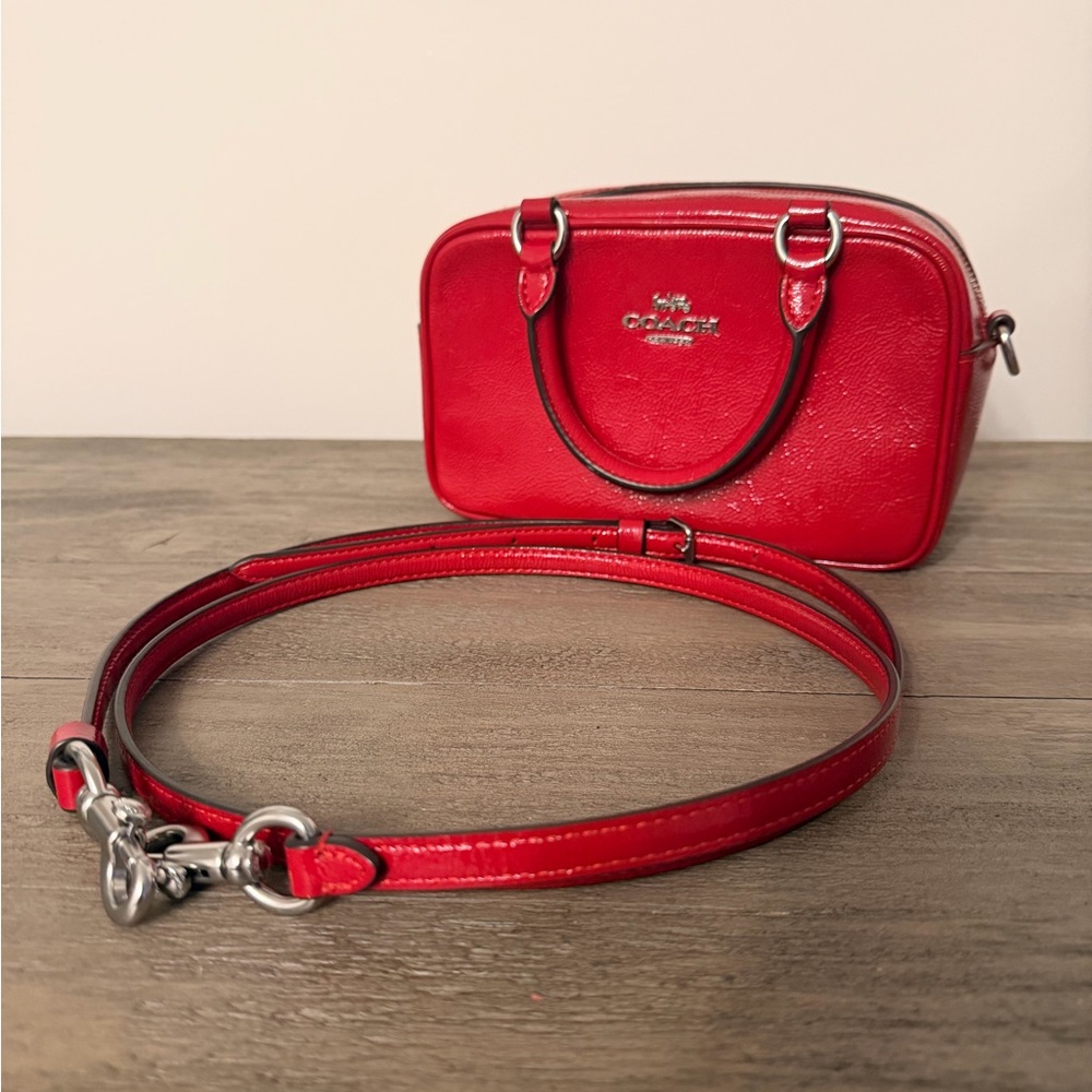 Coach Patent Red Leather Crossbody Bag